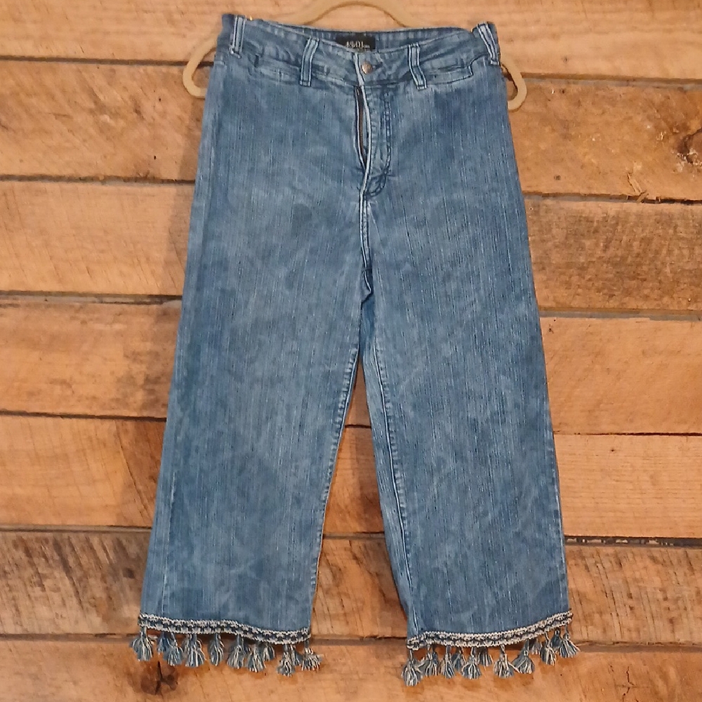 NYDJ Cropped Wide Leg Jeans Sz 12 w Fringe Hem Detail